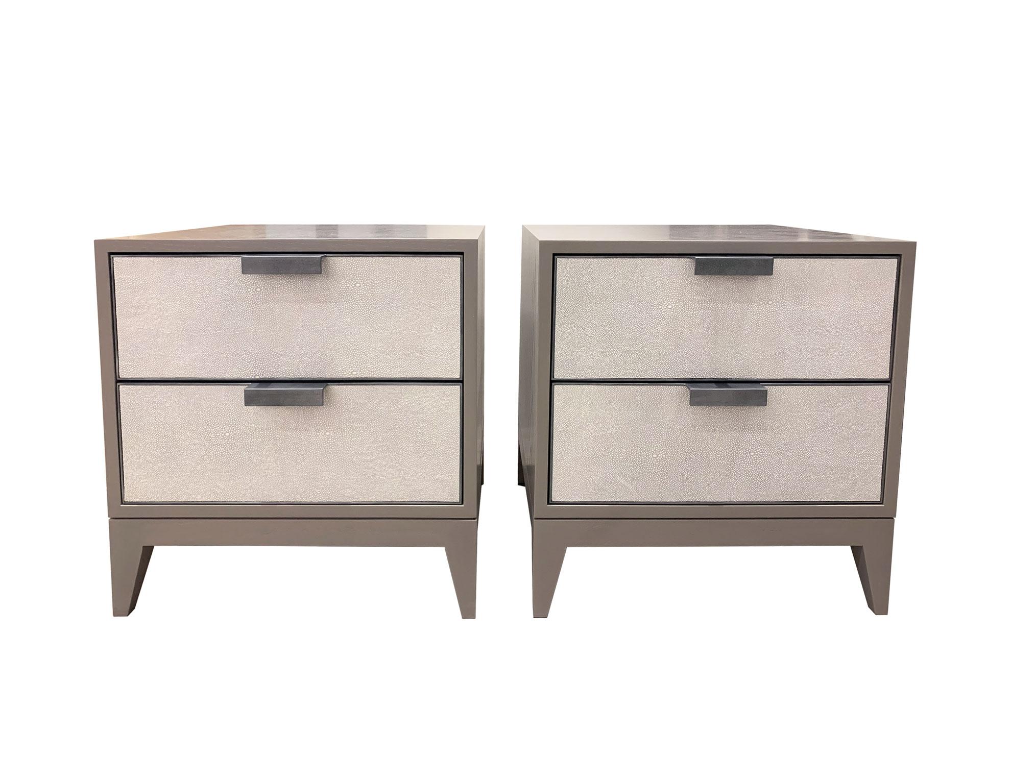 Mid-century Modern Style Gray Leather Chest with Metal Base by Ercole Home In New Condition For Sale In Brooklyn, NY