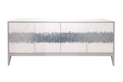 Modern Milano Brown Walnut Buffet in Wave Glass Mosaic by Ercole Home