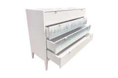 Modern Milano Chest in White/Silver Wave Glass Mosaic by Ercole Home