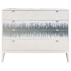 Modern Milano Chest in White/Silver Wave Glass Mosaic by Ercole Home