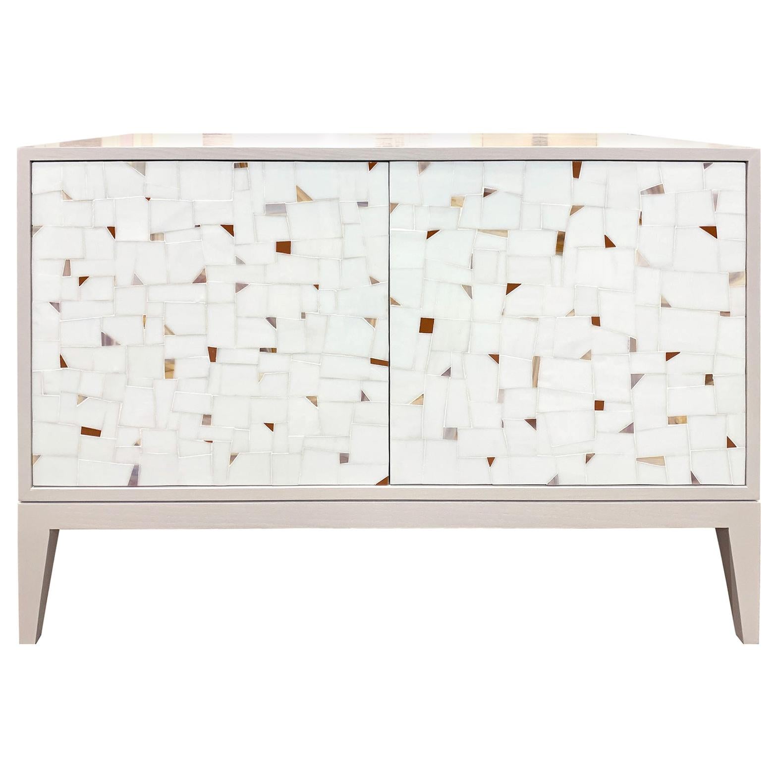 Modern Milano Gray Buffet in White Terrazzo Glass Mosaic by Ercole Home For Sale