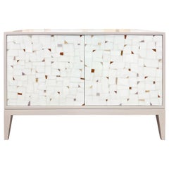 Modern Milano Gray Buffet in White Terrazzo Glass Mosaic by Ercole Home