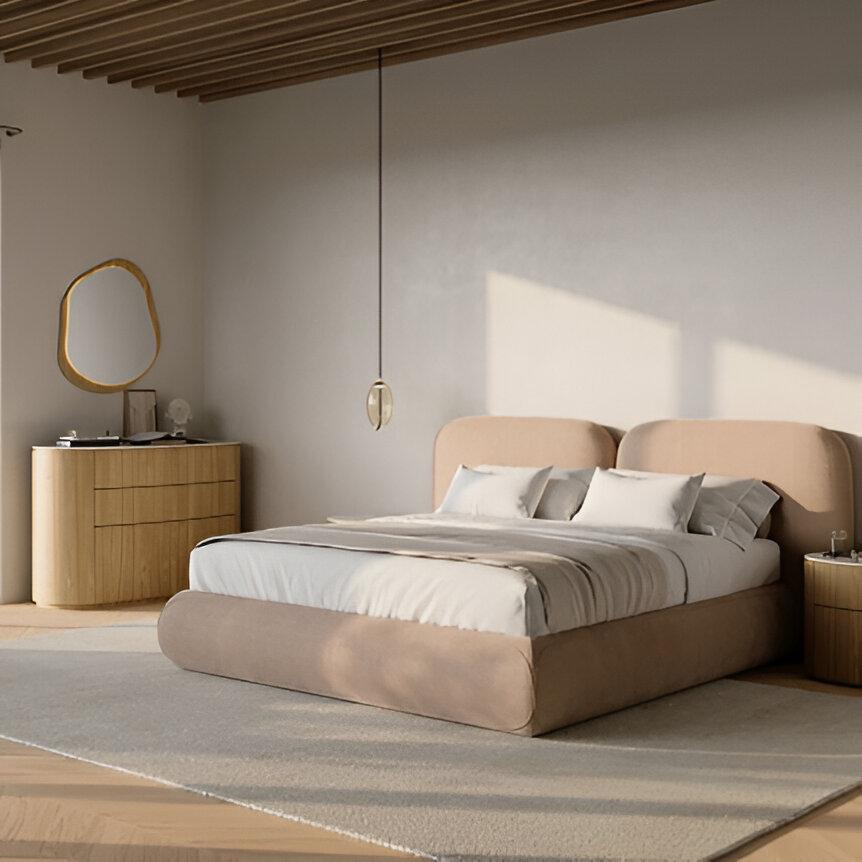 XXIe siècle et contemporain Commode ovale minimaliste personnalisable en noyer et laque orange en vente