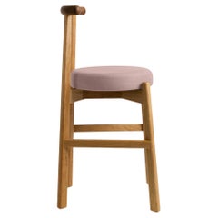 Customizable Modern Colima Counter Stool, Solid  wood and pink upholstery.