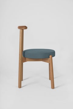Customizable Modern Dining Chair Colima, Solid wood and upholstery Navy.