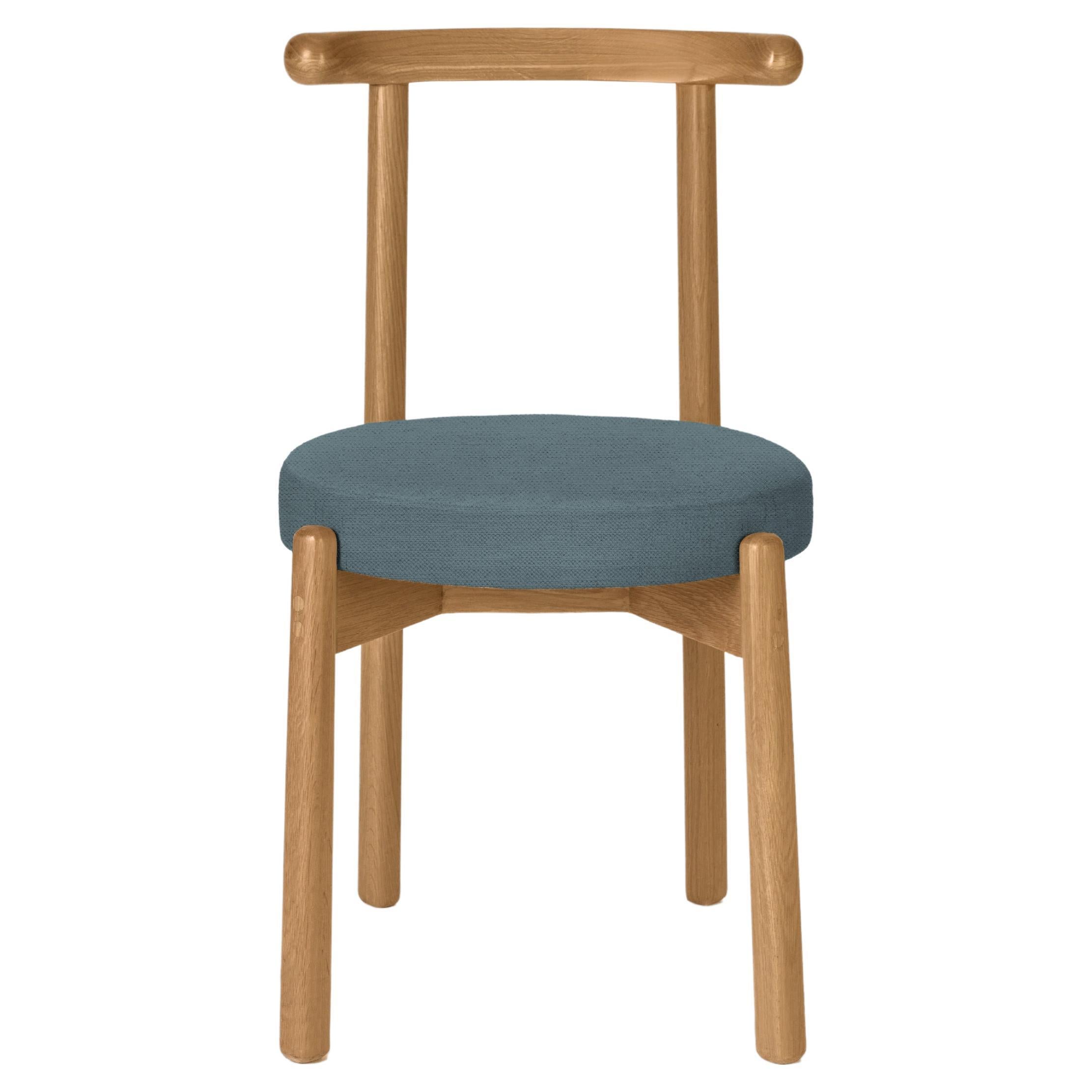 Customizable Modern Dining Chair Colima, Solid wood and upholstery Navy.