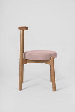 Anpassbarer moderner Esszimmerstuhl Colima, Massivholz und Polsterung Rose.