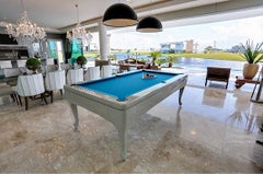 Customizable Modern Pool Table in White Lacquer