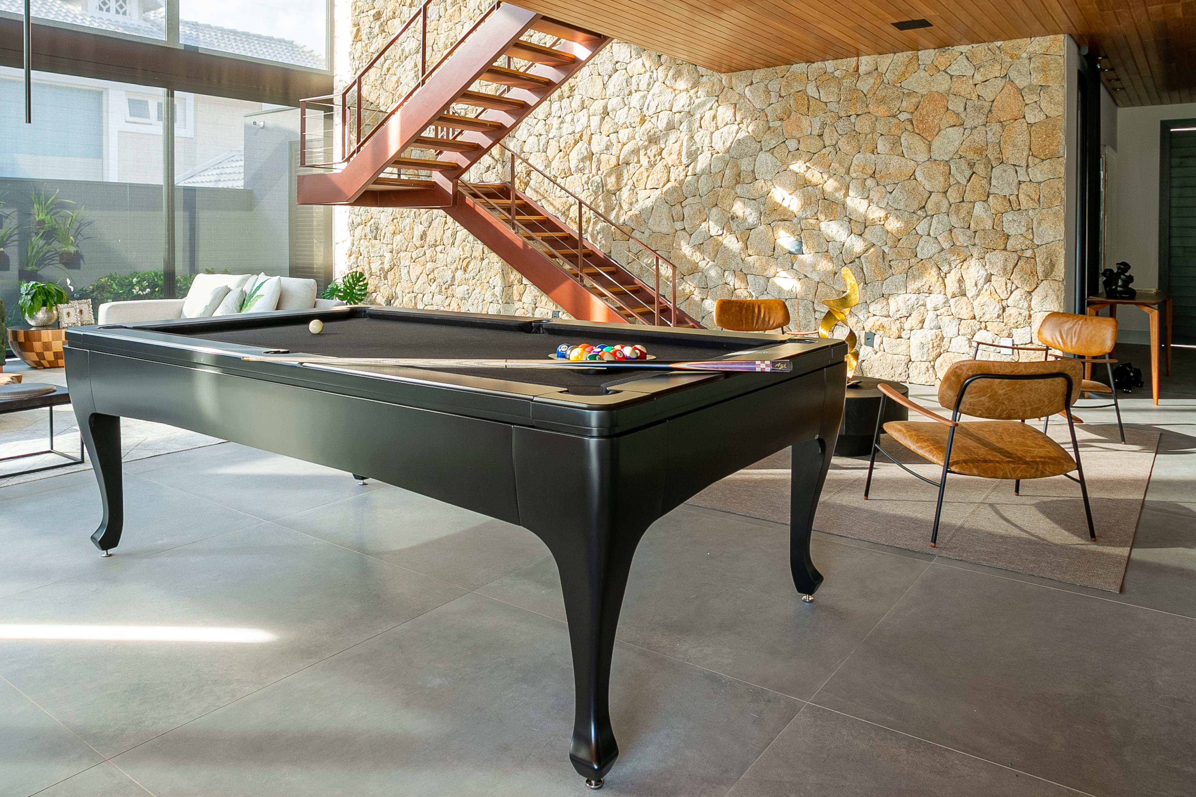 black and white pool table