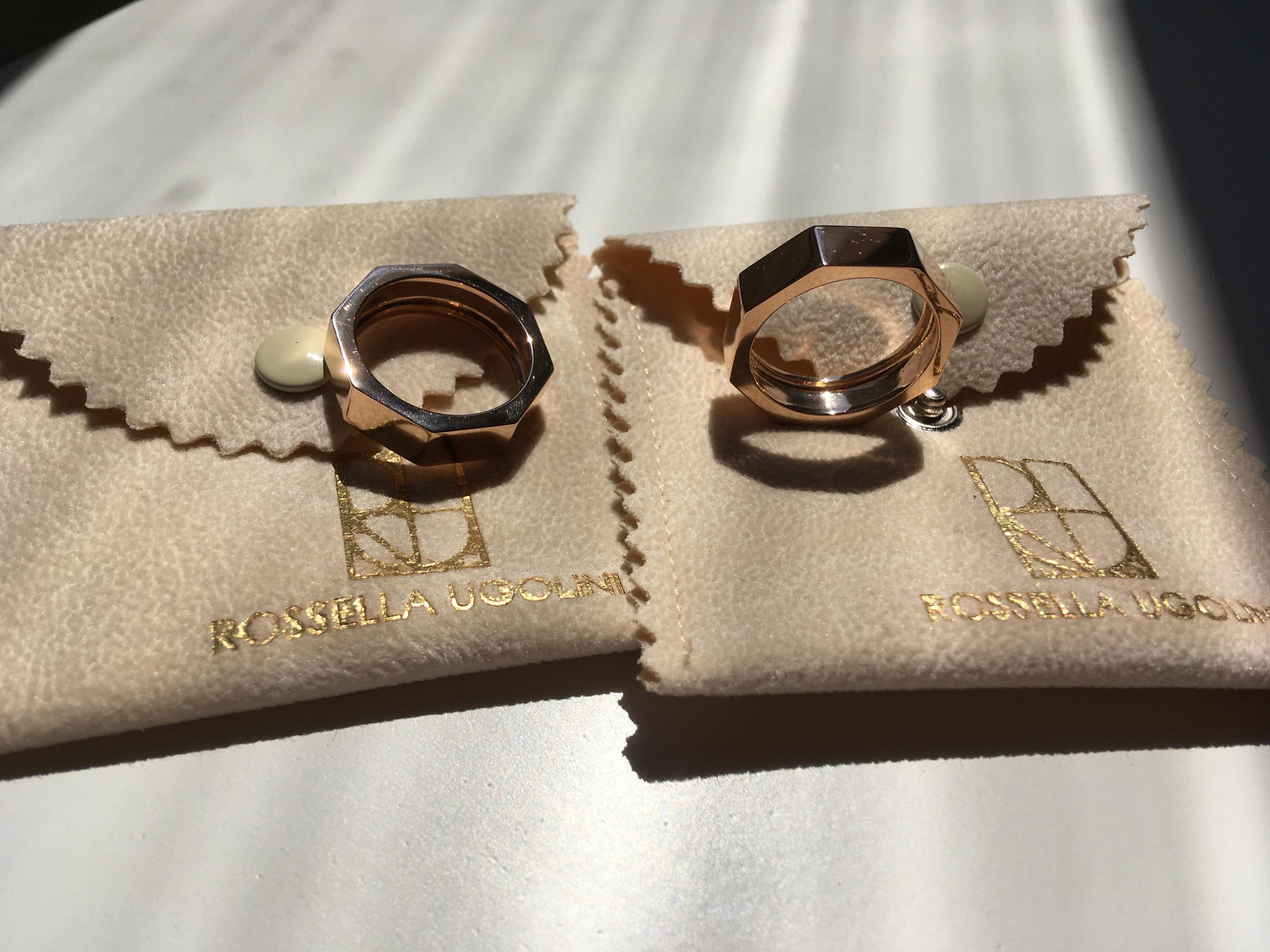 Customizable Modern Style 18 Karats Yellow Gold Satin Octagon Unisex Design Ring For Sale 8