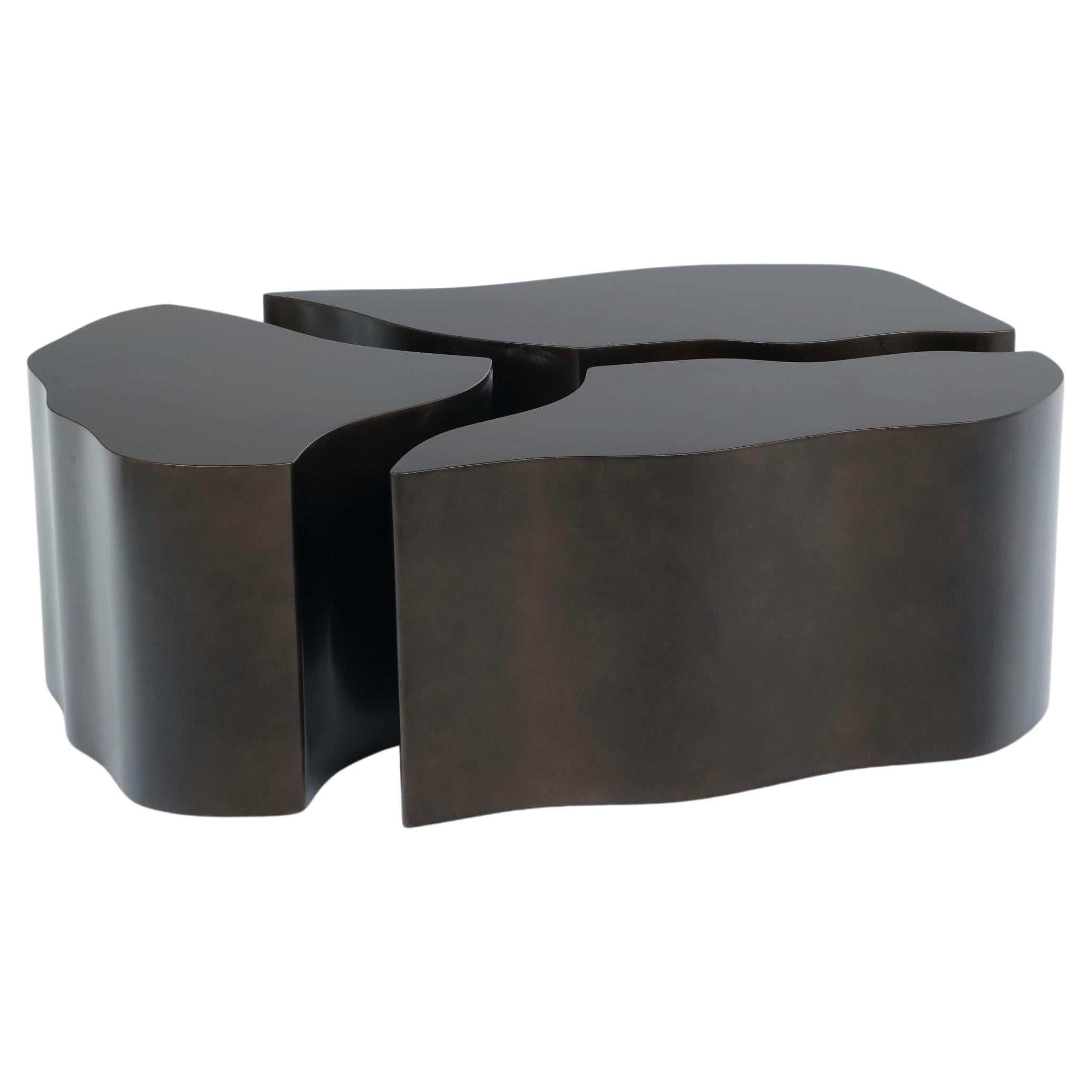 Anpassbarer modularer Couchtisch aus Harz in mattem Bronze-Finish