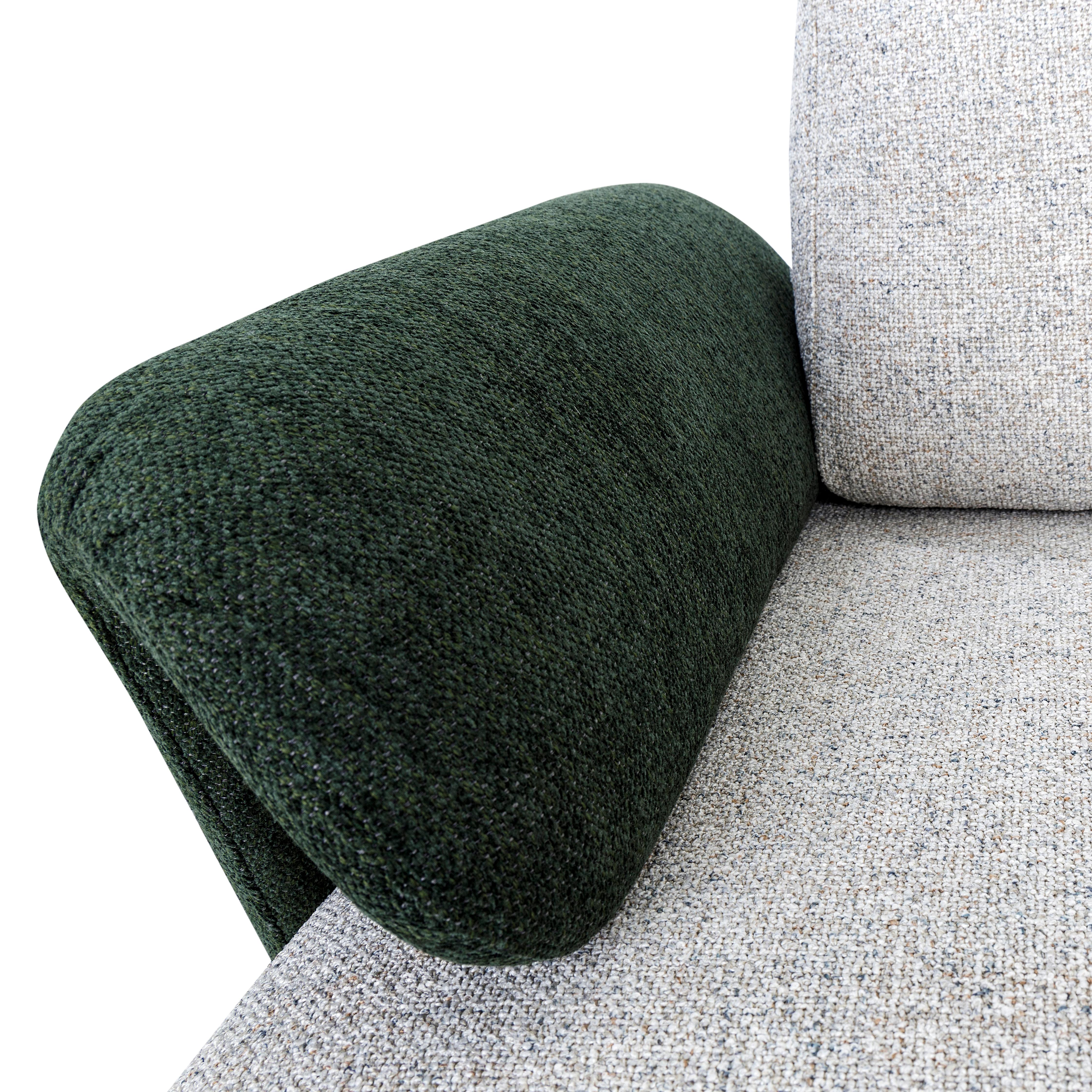 Customizable Modular Three-Seater Sofa with Ottoman in Beige Fabric, Paipe Line For Sale 5