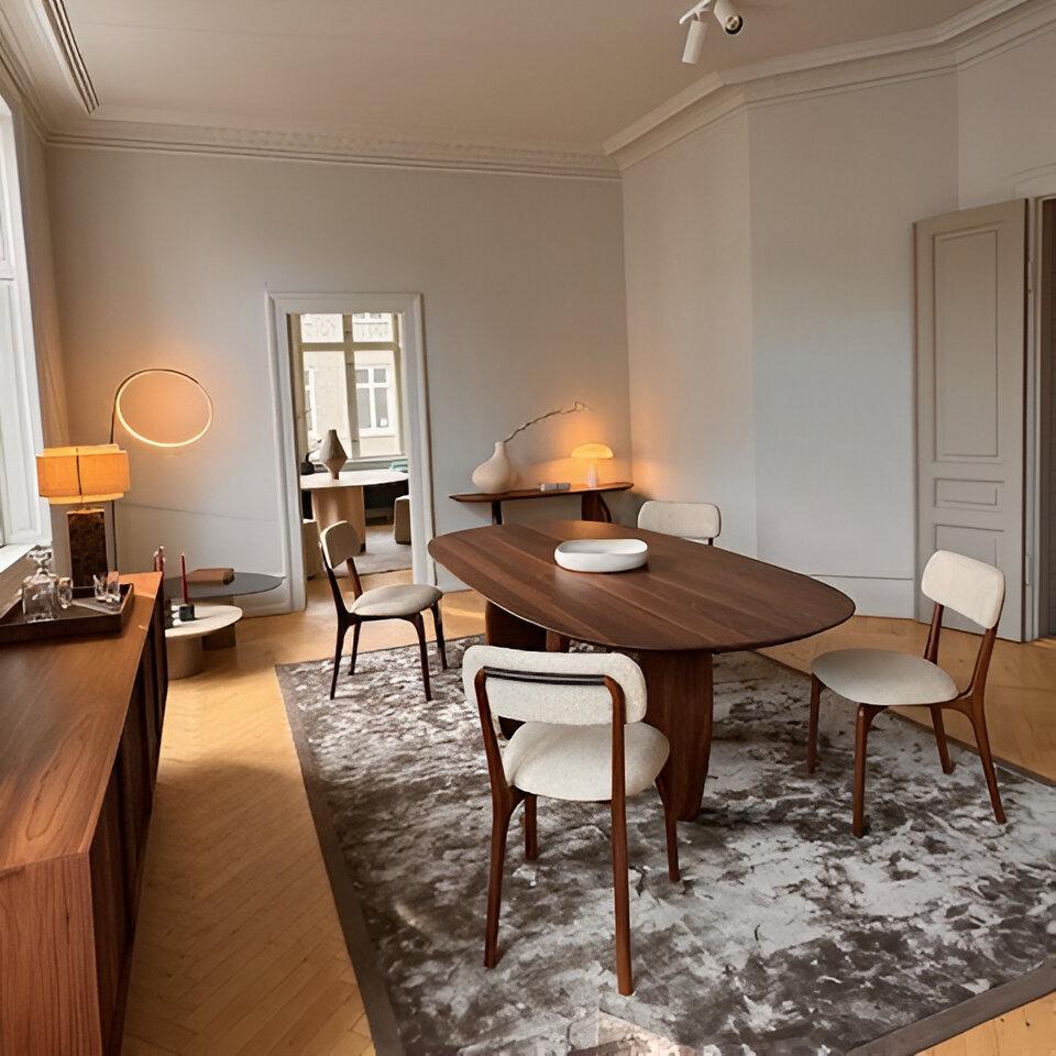Table de salle à manger monolithique personnalisable en finition laquée bleu marine en vente 3