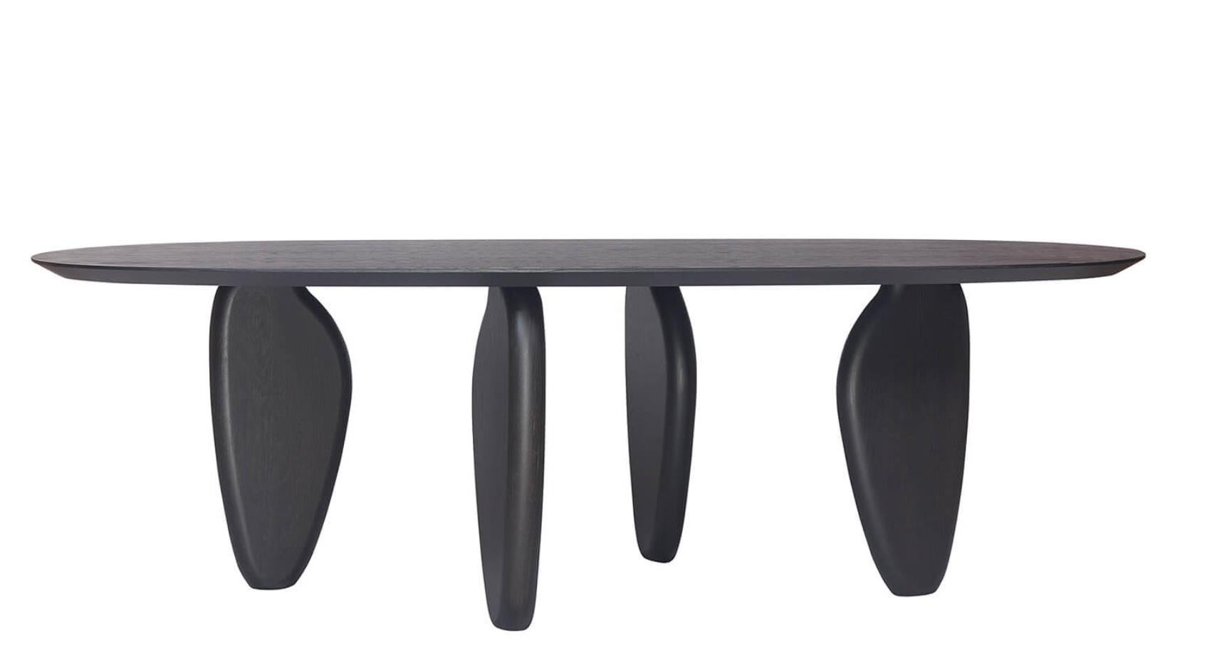 Hand-Crafted Customizable Monolithic Dining Table in Sea Blue Lacquer Finish For Sale