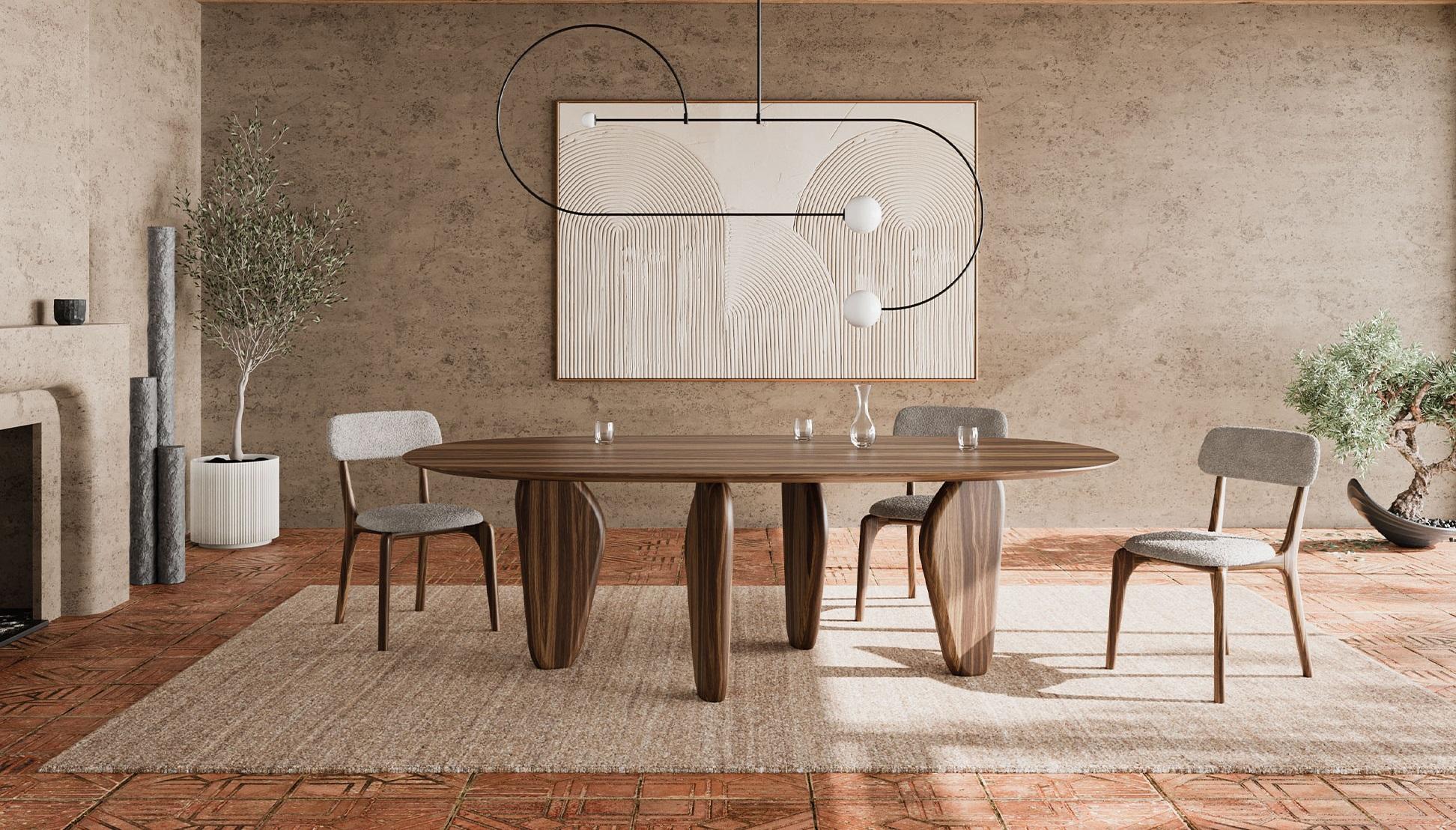 Bois Table de salle à manger monolithique personnalisable en finition laquée bleu marine en vente