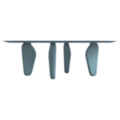 Customizable Monolithic Dining Table in Sea Blue Lacquer Finish