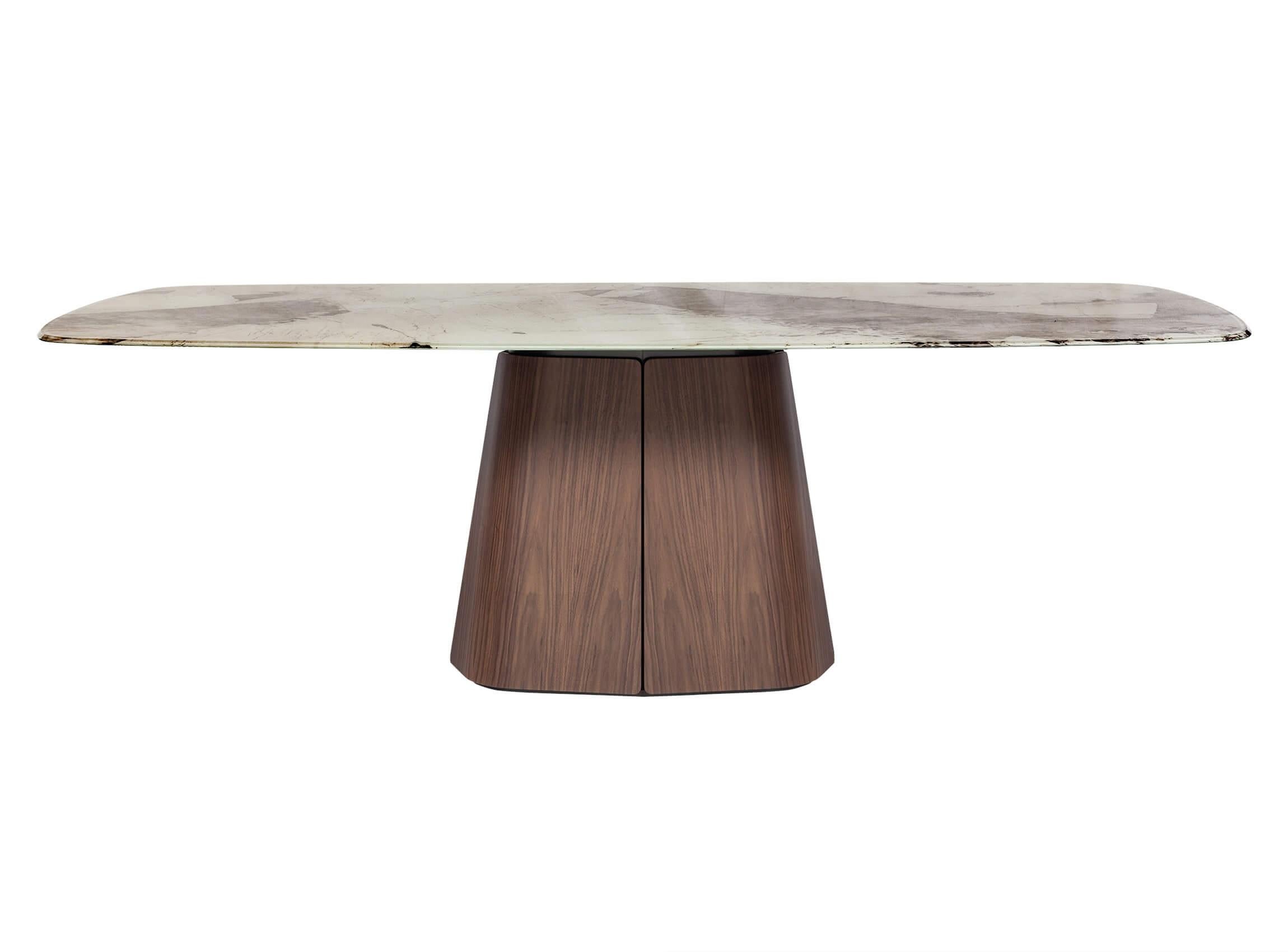 Table de salle à manger ovale avec base laquée sculpturale en vente 1