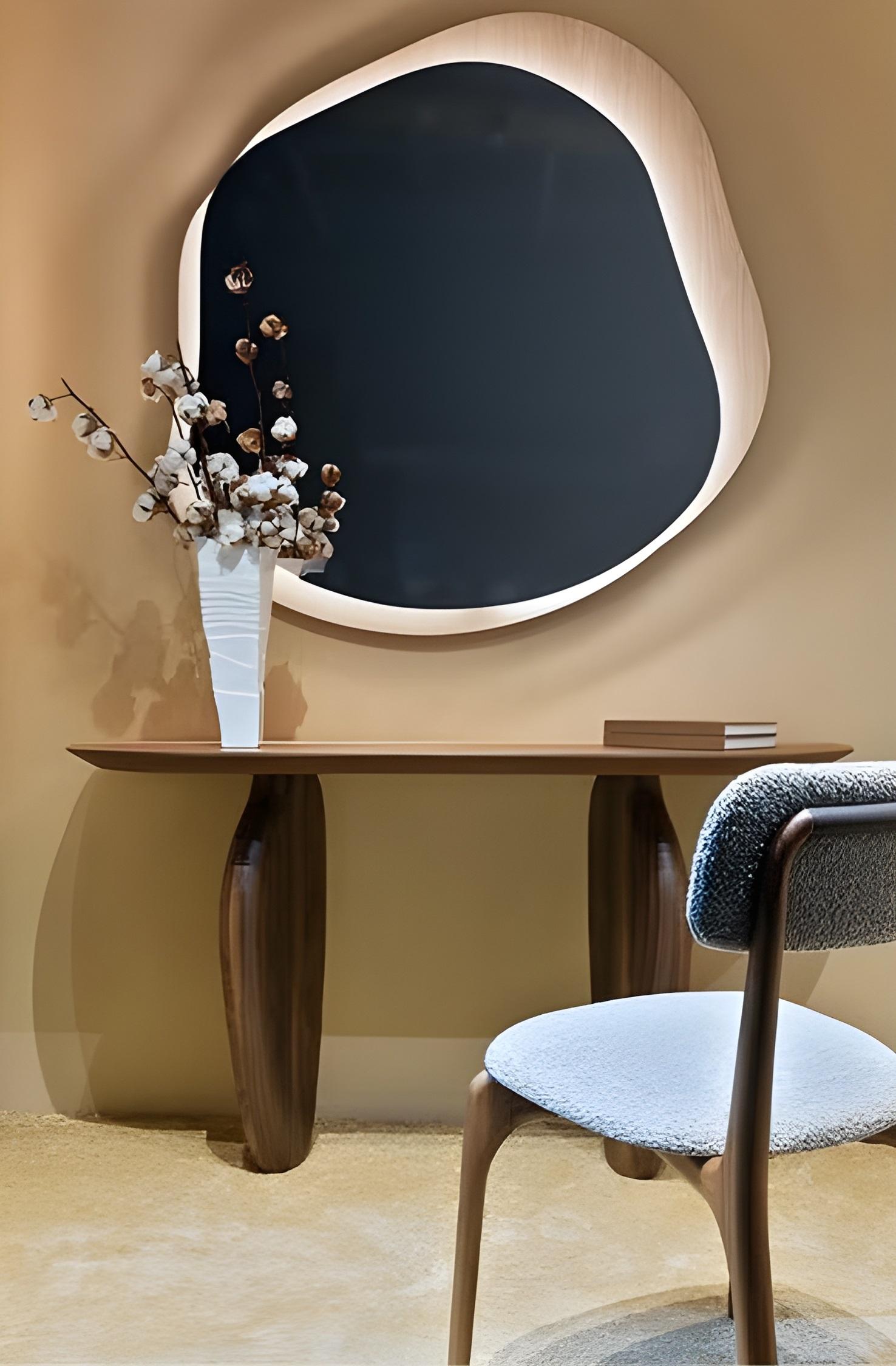 Wood Customizable Monolithic Sculptural Console In Bordeaux Lacquer For Sale