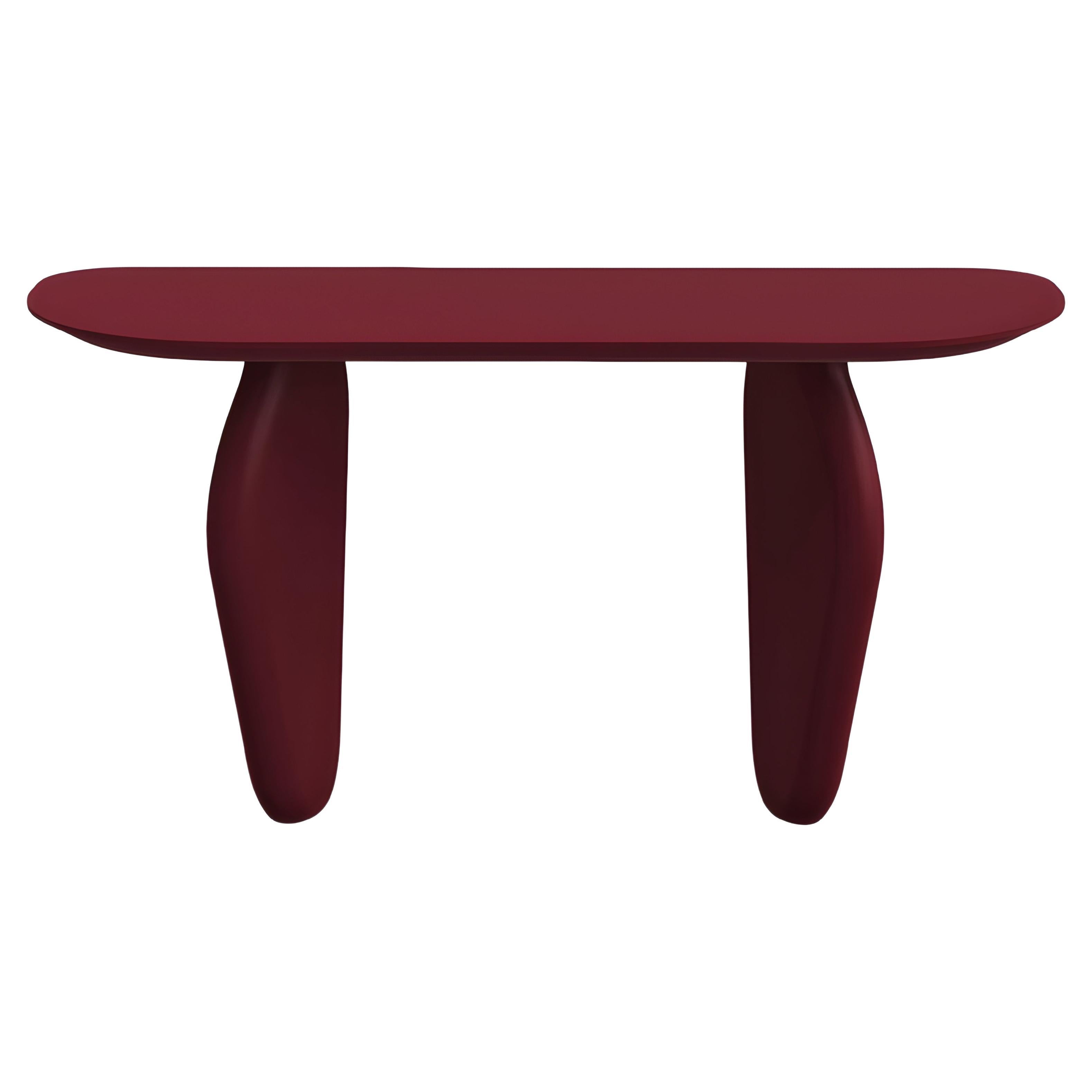 Customizable Monolithic Sculptural Console In Bordeaux Lacquer