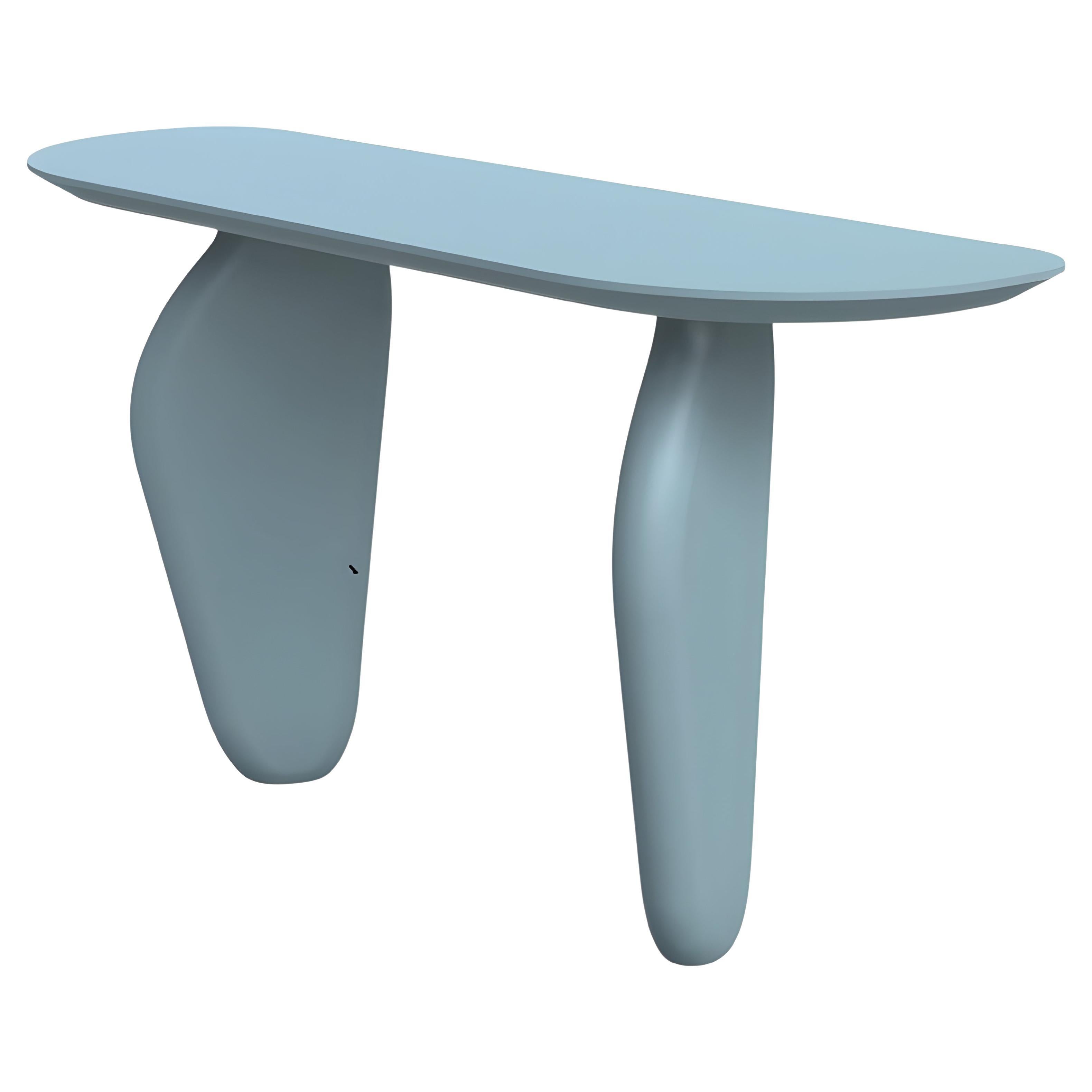 Customizable Monolithic Sculptural Console In Sea Blue Lacquer