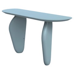 Customizable Monolithic Sculptural Console In Sea Blue Lacquer