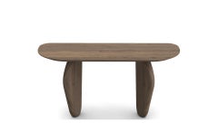 Customizable Monolithic Sculptural Console In Solid Brown Oak
