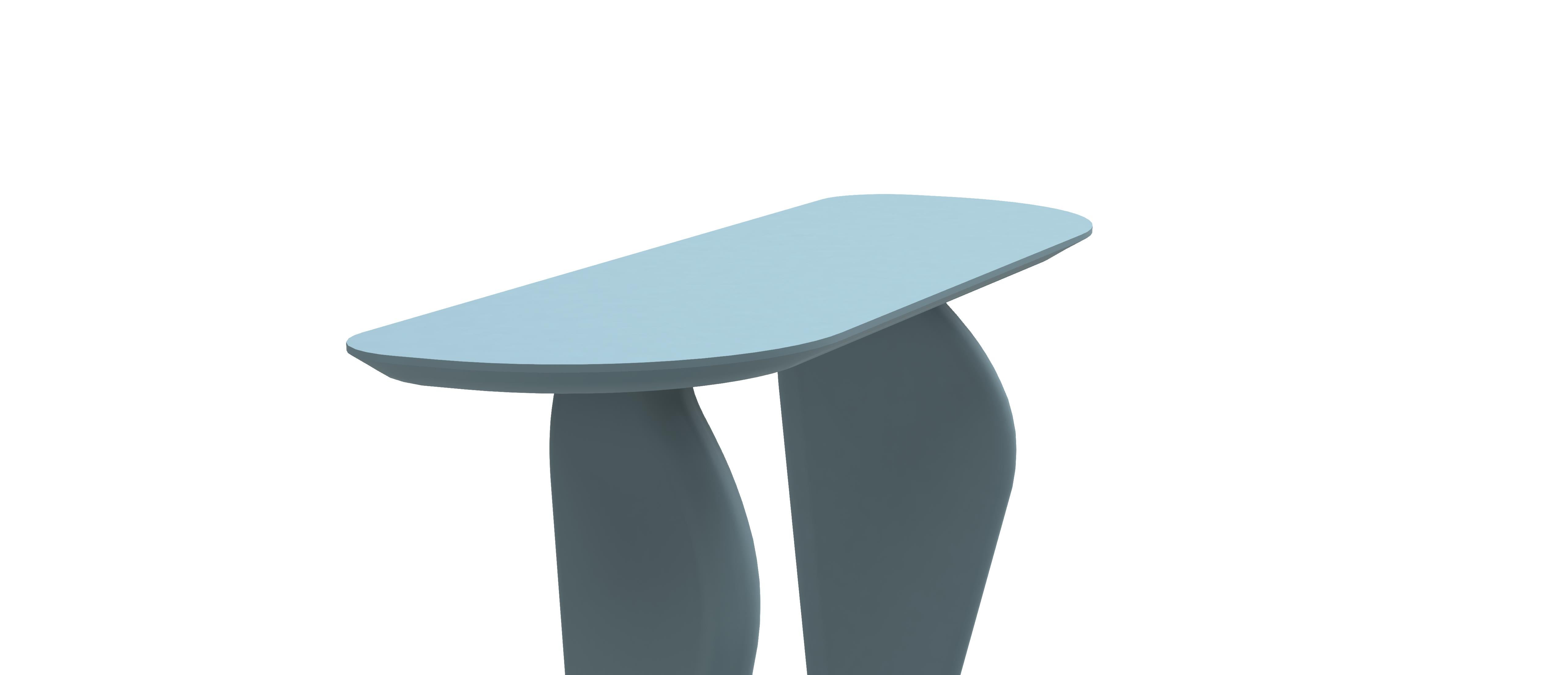 Greek Customizable Monolithic Sculptural Console In Solid Brown Oak For Sale