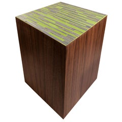 Modern Natura Brown Walnut Pedestal in Channel Glass Mosaic by Ercole Home