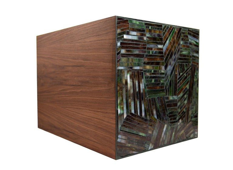 American Customizable Natura Brown Walnut Pedestal in Facets Glass Mosaic by Ercole Home For Sale