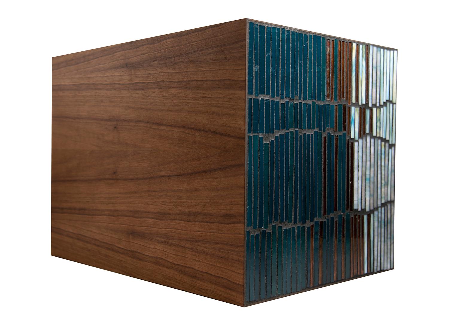 Modern Natura Brown Walnut Pedestal in Fragments Mosaic by Ercole Home In New Condition For Sale In Brooklyn, NY