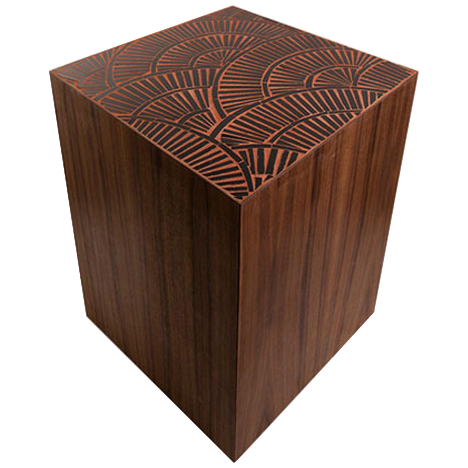 Customizable Natura Brown Walnut Pedestal in Sequoia Glass Mosaic by Ercole Home