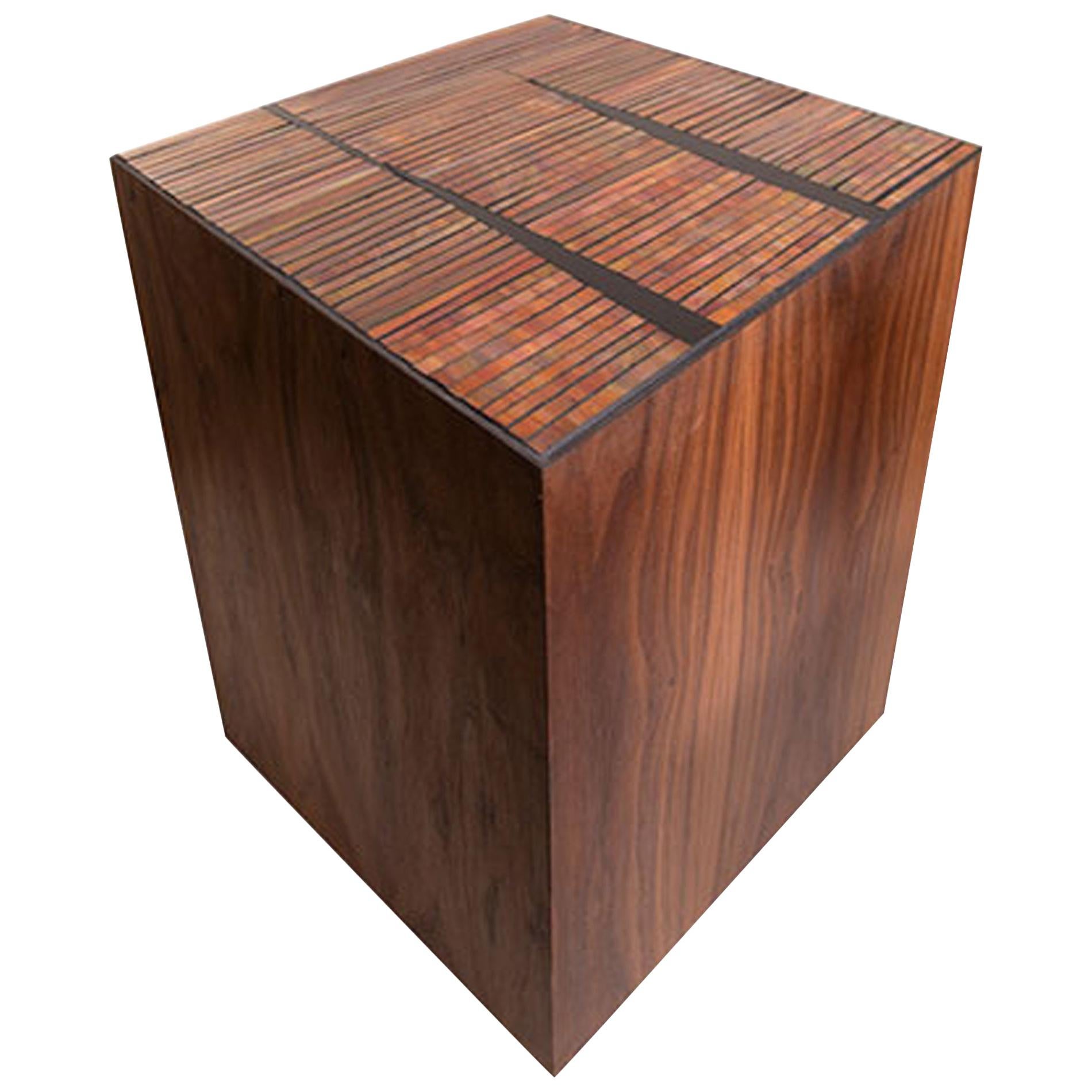 Customizable Natura Brown Walnut Pedestal in Sycamore Mosaic by Ercole Home