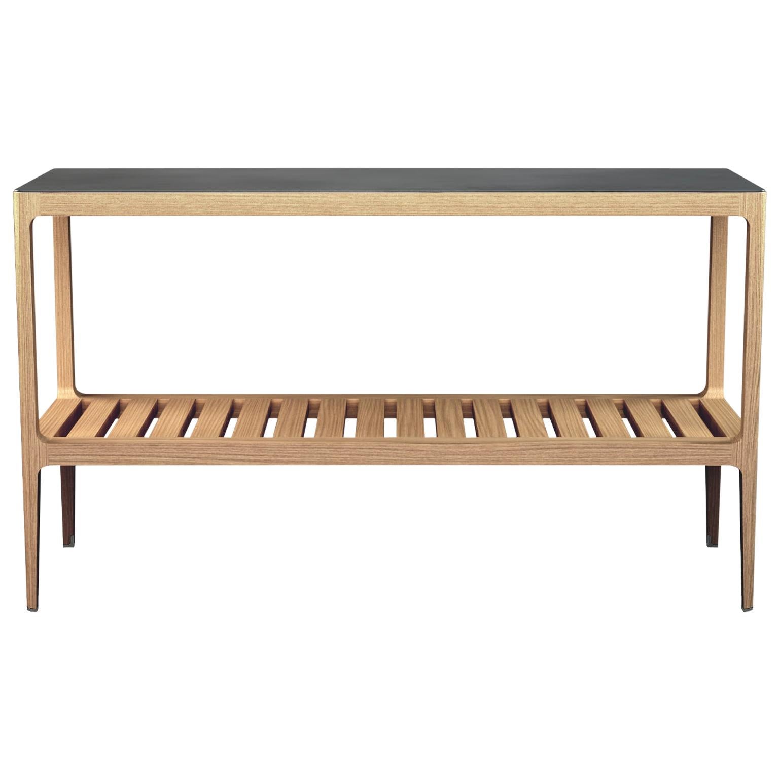 Customizable Oak Console Table with Silver Oxide Patina by Munson Furniture im Angebot