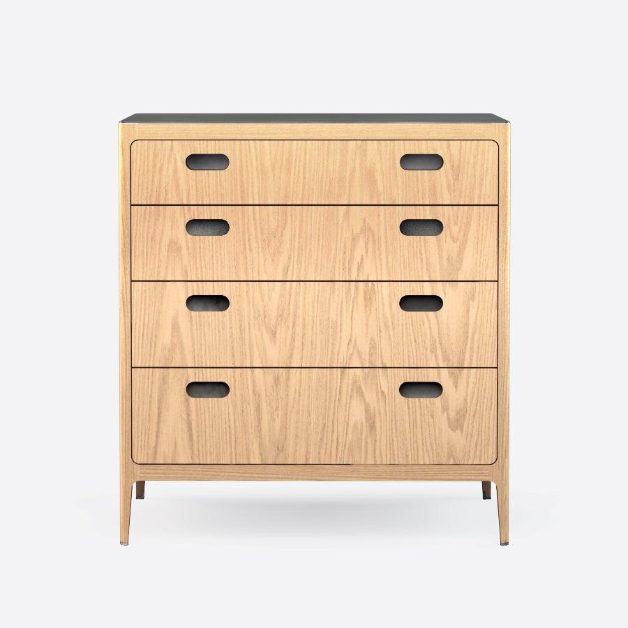 Mid-Century Modern Customizable Oak Dresser from Munson Furniture with Brass Top For Sale