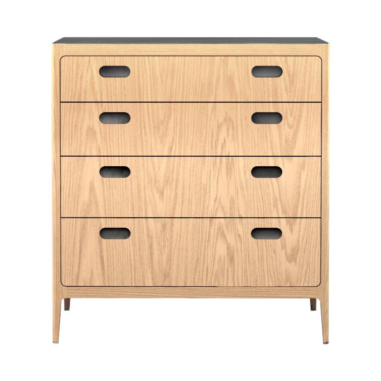 Customizable Oak Dresser from Munson Furniture with Silver Oxide Brass Top For Sale