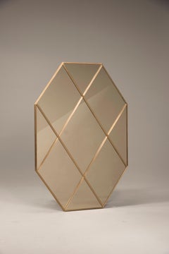 Customizable Octagonal Brass Frame Window Look Bronze Glass 70 X 100 CM