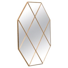 Customizable Octagonal Brass Frame Window Look Classic Mirror 100 x 140 CM