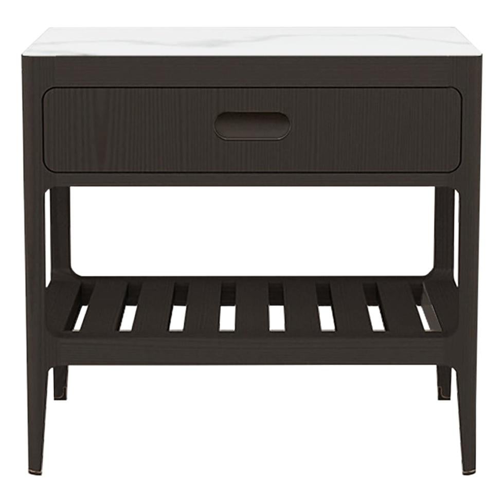 Customizable One Drawer Blackened Ash Nightstand by Munson Furniture For Sale