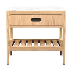 Customizable One-Drawer Oak Nightstand with Slatted Shelf by Munson Furniture