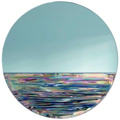 Orizon Rounded Hand Glazed Ceramic Mirror in Iridescent