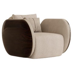 Sillón Oro Personalizable - Detalles metálicos revestidos de titanio y chapa de nogal