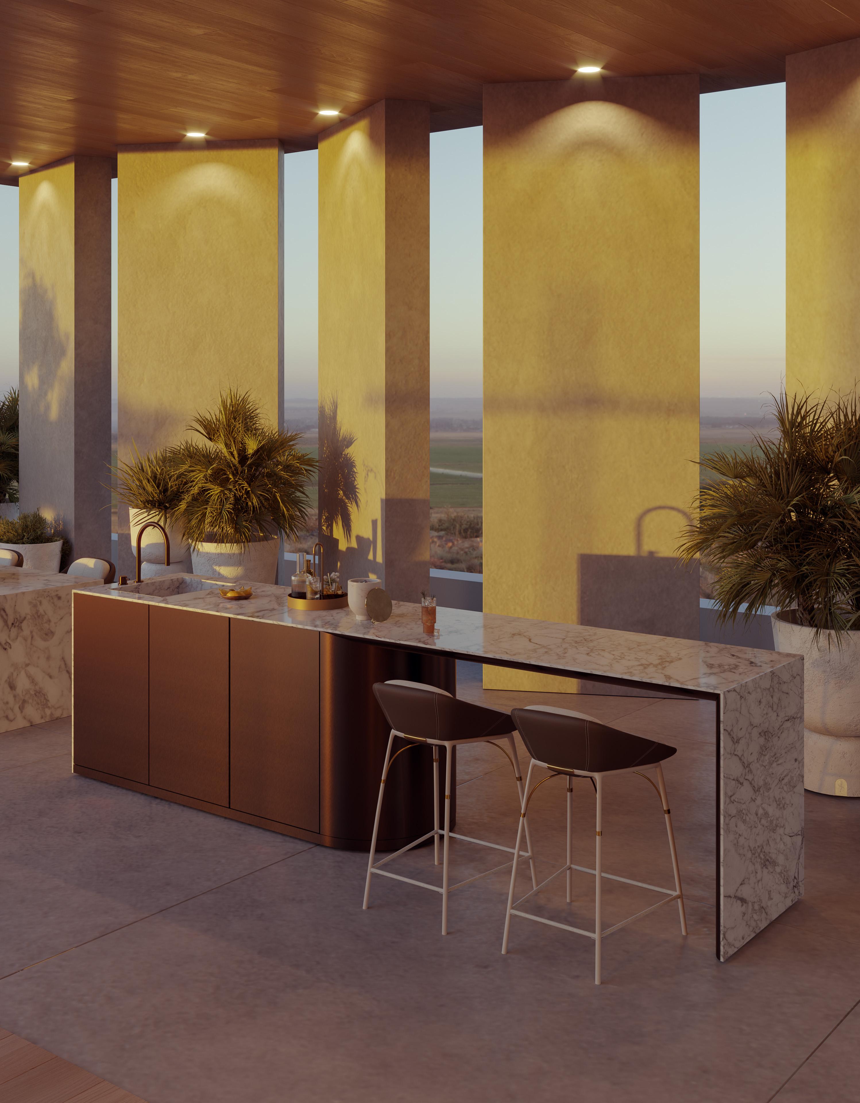 Anpassbare Outdoor-Küche mit Emperador-Marmor und Edelstahl  im Zustand „Neu“ im Angebot in Santo Tirso, PT