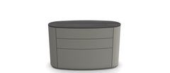 Customizable Oval Chest of Drawers In Sahara Black Ceramic & Ash Grey Lacquer