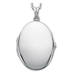 Customizable Oval Hallmark Pendant Locket - 18k White Gold - 23.0 mm x 32.0 mm