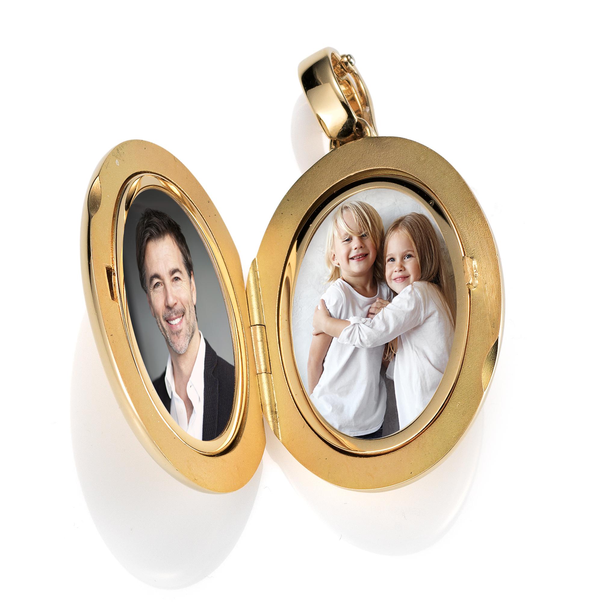 Contemporain Collier pendentif ovale personnalisable en or jaune 18 carats - 23,0 mm x 32,0 mm en vente