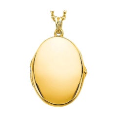Customizable Oval Locket Pendant Necklace - 18k Yellow Gold - 23.0 mm x 32.0 mm