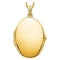 Customizable Oval Pendant Locket - 18k Yellow Gold - 23.0 mm x 32.0 mm