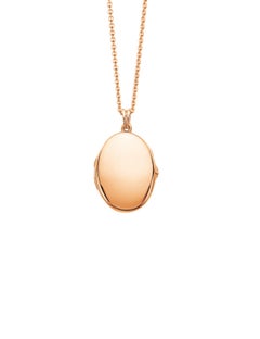 Customizable Oval Polished Locket Pendant Necklace  - 18k Rose Gold 23.0*32.0 mm