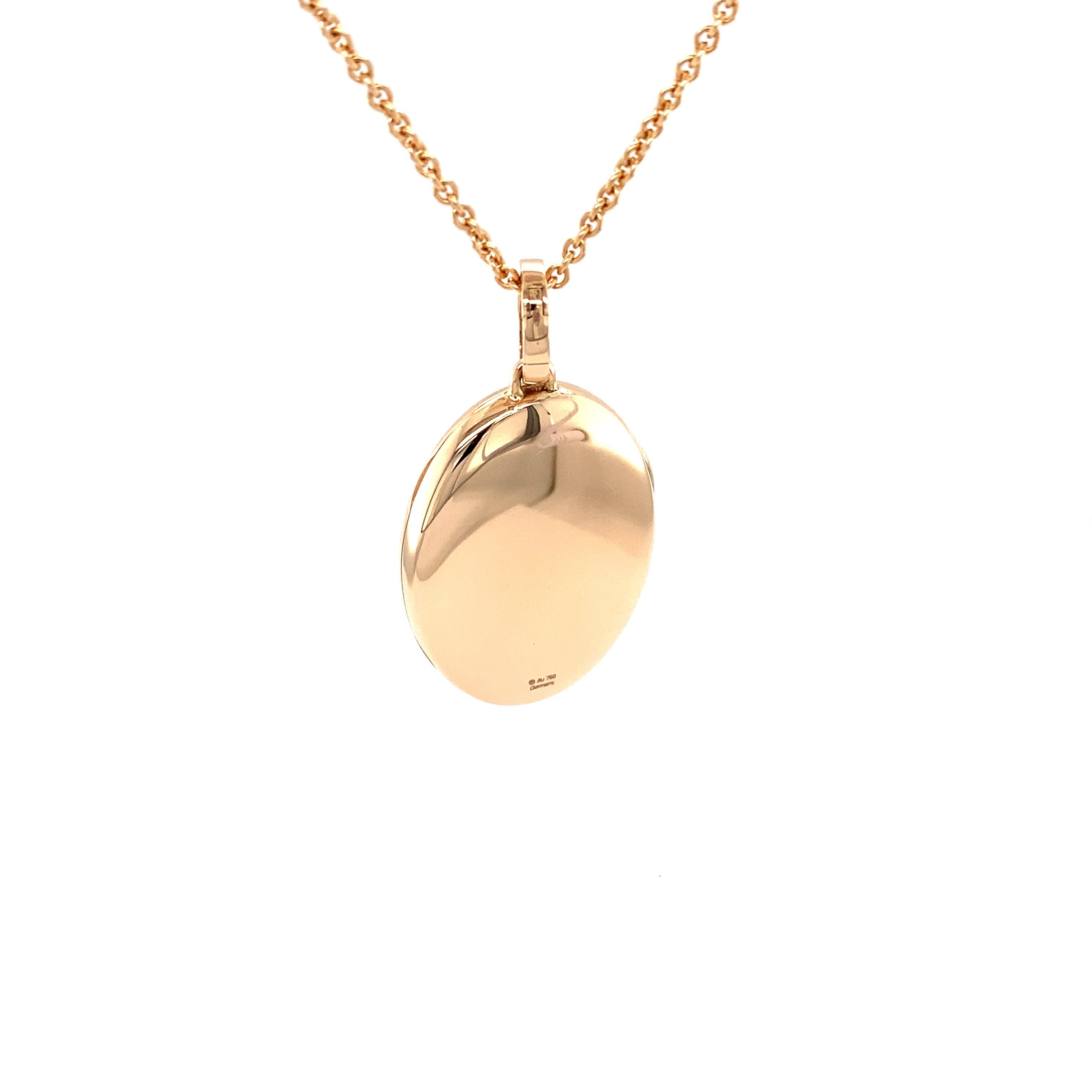 Collier pendentif médaillon ovale poli personnalisable  - Or rose 18k 23.0*32.0 mm Pour femmes en vente