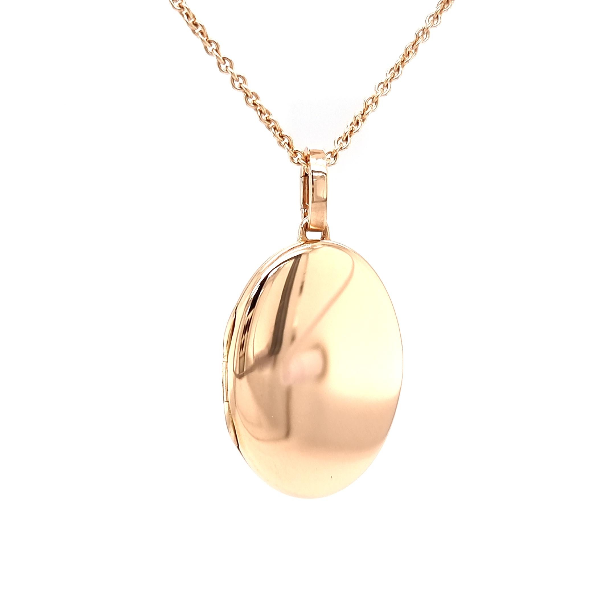 Ciondolo ovale lucido personalizzabile - Oro rosa 18k - 23,0 mm x 32,0 mm in vendita 2